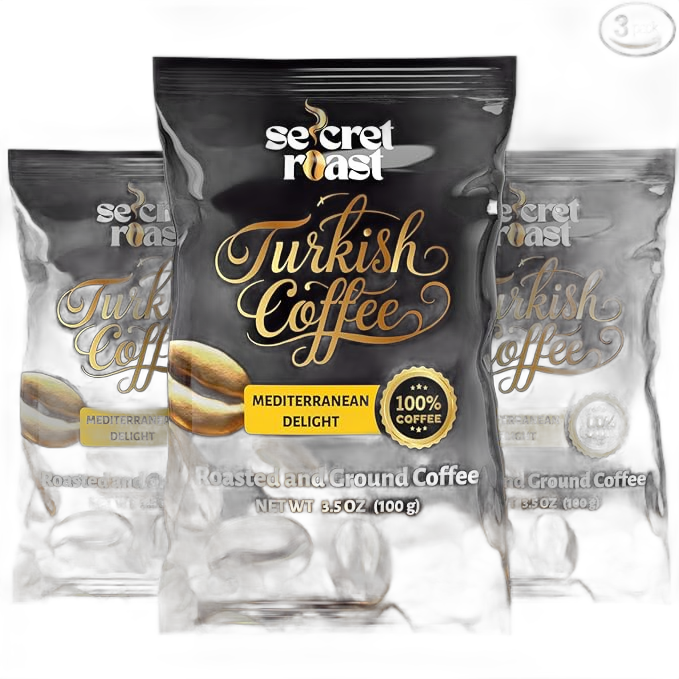 Secret Roast Turkish Coffee 3-pack bundle — Mediterranean Delight 3.5 oz pouches